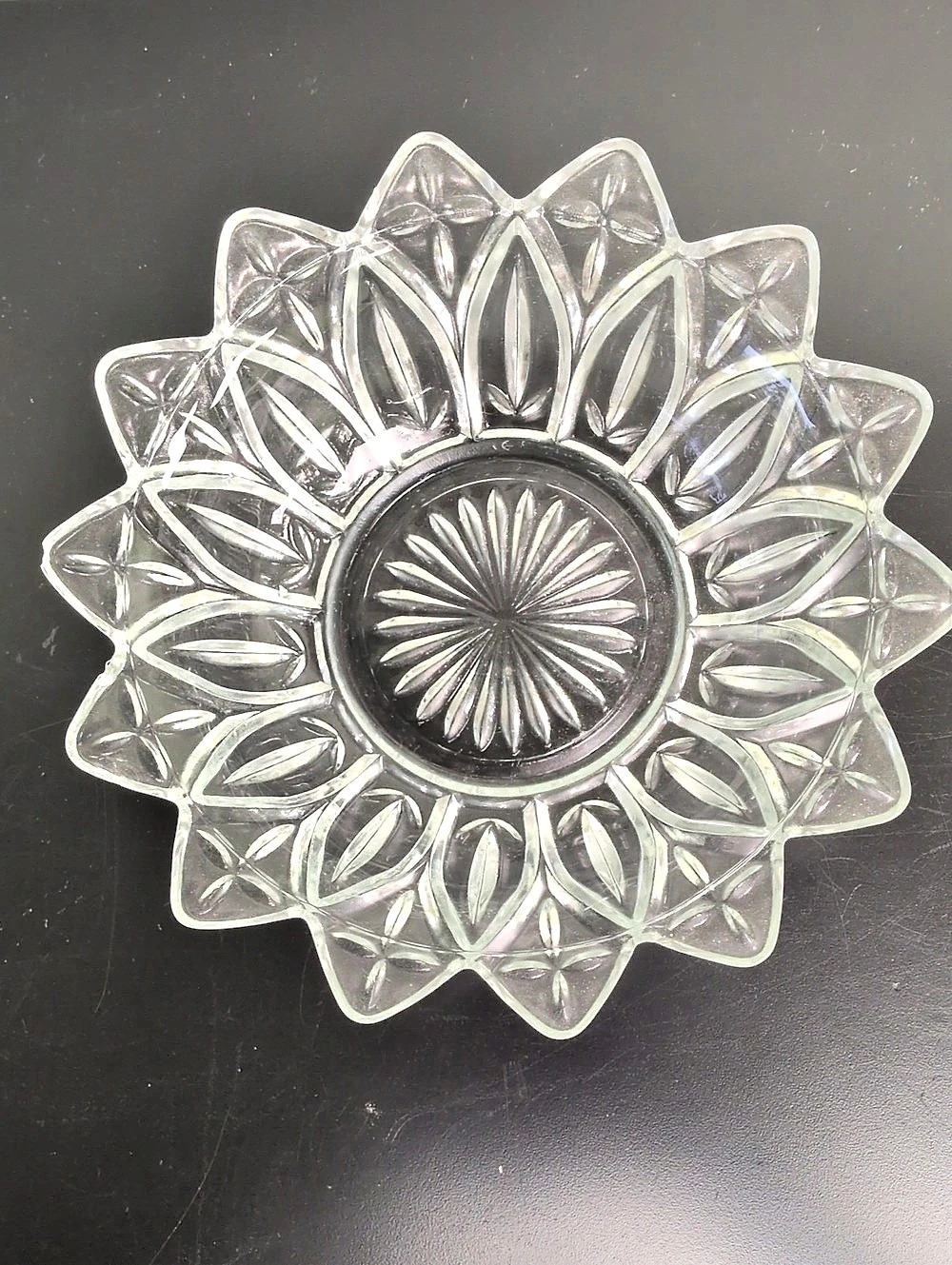 Federal Glass Petal Serving Bowl Clear Cut Glass